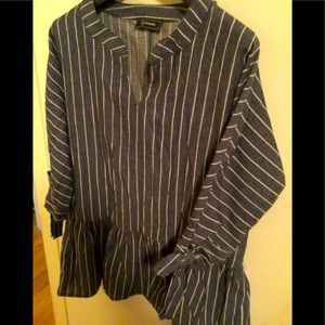 Chambray striped peplum top